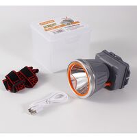 Lanterna LED de Montat pe Cap, Vafy, cu Raza Lunga de Zoom, Reincarcabila USB, Far Telescopic, Rezistent la Apa, Reglabil, pentru Pescuit in Aer Liber, Camping, Lumina Puternica, Lanterna, 10.5x8x6.5 cm, Gri