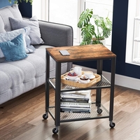 VASAGLE Carucior de servire pe roti, cu polite, pentru bucatarie, 40x60x77cm, industrial, maro rustic