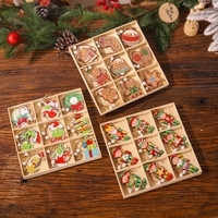 Set 18 Decoratiuni de Craciun din Lemn, Flippy, cu Snur pentru Agatare in Brad, Model Grinch, Diferite Dimensiuni, Multicolor
