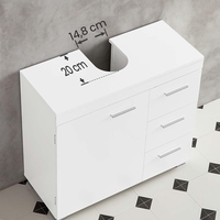 VASAGLE Dulap lavoar baie cu 3 sertare si 2 compartimente, MDF, 30x70x64 cm, alb