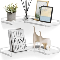 VASAGLE Set de 2 rafturi plutitoare de colt in forma de L, stil industrial, 40x29x14cm, alb