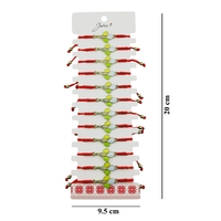 Martisor Bratara pentru Dama si Copii, Jolie, Model Balonase Colorate, Set 12 bucati, Pandantiv Emailat cu Contur Auriu, Snur Reglabil, Rosu/Multicolor
