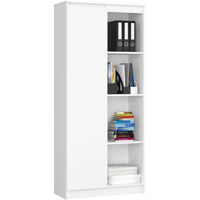 Dulap cu usa si 8 etajere, PAL laminat 16 mm, 80x35x180 cm, alb