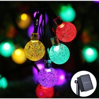 Instalatie Craciun, Tip Globuri de cristal, 20 Led-uri, 5 metri, Multicolor, Energie solara, Senzor de lumina, Vafy