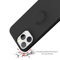 Husa protectie Vafy compatibila cu Huawei P40 Lite E Liquid Silicone Ring cu suport rotativ Negru