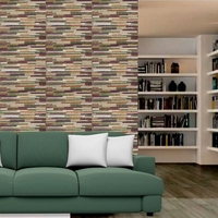 Set 10 Placi Tapet 3D, Flippy, 70 x 77 cm, Grosime 3 mm, din Polietilena, Model Caramida, Suprafata acoperita 5.3 mp, Caramida Colorata