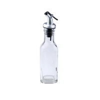Sticla de Ulei de Masline, Vafy, Sticla etansa pentru Lichide de Bucatarie, Sticla pentru Uleiuri, Sosuri, Otet, Capac din Inox Dozator, 19.5 x 4.8 cm, volum 150 ml, Transparent