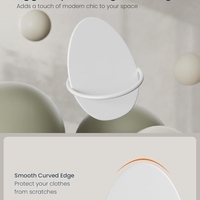 SONGMICS Set 4 carlige perete, design oval din otel, 5 kg per carlig, 9x5x7 cm, alb perlat