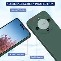 Husa de Protectie, Vafy, pentru Huawei Mate 60 Pro, Liquid Silicone, cu Microfibra pe Interior, Protectie Antisoc, Compatibil Incarcare Wireless, Verde
