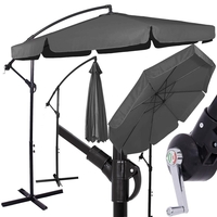 Umbrela de gradina cu brat lateral banana, cu husa, 300cm, gri