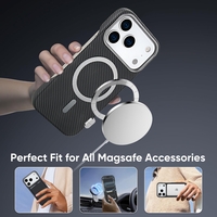 Husa MagSafe pentru iPhone 17 Pro Max, Vafy, Suport Card Detasabil, Carcasa pentru Telefon, Textura Fibra de Carbon, Business Style, Mov
