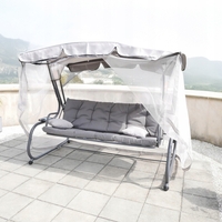 Balansoar leagan pat, 3 persoane, cu plasa tantari si perne, 350 kg, 220x130x175 cm, gri
