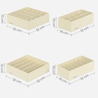 SONGMICS Organizator lenjerie set 8 cutii pliabile din material textil, pentru sertare si dulap, bej