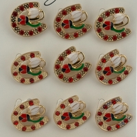 Set 12 Brose Martisor Primavara, Jolie, Model Potcoava cu Pietre, Buburuza si Floare, Multicolor