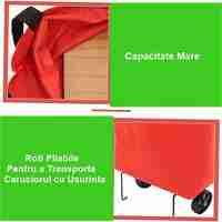 Geanta Pliabila, Flippy, 2 in 1, Carucior cu Roti, pentru Cumparaturi, 19 l, Rosu, Plastic, 39 x 46 x 12 cm