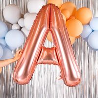 Balon Folie Metalizata Litera A, Flippy, 100 cm, Umflati cu Heliu sau Aer, Ambalaj Individual, Pai inclus, Rose Gold