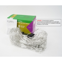 Sectiune Instalatie de Craciun Vafy, Tip Plasa, 120 LED-uri, 1.5 x 1.5 m, 8 jocuri de lumini, Interconectabila, Fir transparent, Alb rece
