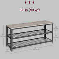 VASAGLE Raft pentru pantofi cu 2 polite, 100x30x45cm, otel, stil industrial, gri