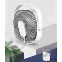Mini ventilator pentru birou cu usb, Vafy, rotire 360 grade, 3 viteze, 1500 mA, 13.5 x 12,8, Alb