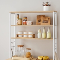 VASAGLE Raft de bucatarie cu spatiu pentru cuptorul cu microunde, 6 rafturi, otel, industrial, 40x80x167cm, maro stejar si alb