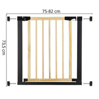 Poarta de siguranta Safety Gate pentru scari, ajustabila, din lemn cu structura otel, 75-82cm, negru maro