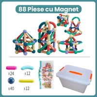 Piese Magnetice pentru Copii, Flippy, Set din 88 de Piese de diferite Culori, Constructor Magnetic cu Posibilitatea de a Construii forme Nelimitate, Multicolor