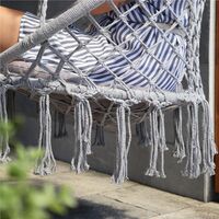 Scaun rotund tip leagan suspendat pentru casa sau gradina, cu franjuri, 150kg, gri