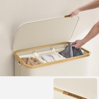 SONGMICS Cos de rufe textil, pliabil, cu 3 compartimente detasabile, 150L, 60x39x71 cm, crem