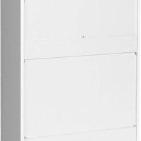 VASAGLE Dulap pantofi cu 3 usi rabatabile, pentru 8-12 perechi, 60x24x102 cm, alb