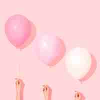 Set 10 Baloane din Latex Metalizate, Flippy, Model Party, 23 cm, Alb si Roz, 2.2 g