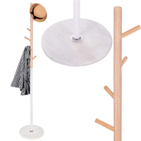 Cuier tip pom din metal, baza marmura, 6 agatatoare, 172cm, alb si maro
