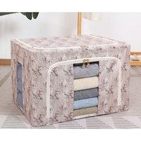 Cutie Depozitare, Vafy, 66L, din Material Textil, 50 x 40 x 33 cm, pentru Haine si Lenjerii, Model Flori de Primavara, Roz