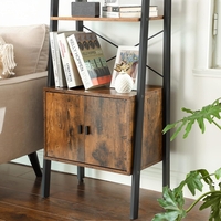 VASAGLE Biblioteca tip scara, cu dulap si 4 rafturi din MDF, stil industrial, 34x56x172cm, maro rustic si negru