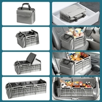 Organizator Auto pentru Portbagaj, Flippy, Model Pliabil, din Panza, cu Geanta Termoizolanta Detasabila, 3 Compartimente, Curele Ajustabile, 90 x 35 x 30 cm, Gri