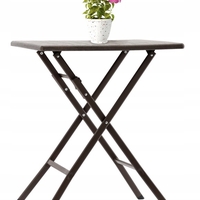 Masa de plastic pliabila, pentru gradina sau balcon, 62x62x73cm, maro imitatie lemn