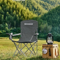 SONGMICS Set 2 scaune pliabile camping cu suport bauturi, husa transport, 150 kg, 54x86x97 cm, gri