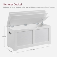 VASAGLE Banca cu spatiu de depozitare, pentru hol sau dormitor, din MDF, 40x100x46cm, alb