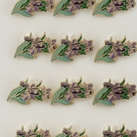 Set 12 Brose Martisor Flori, Jolie, Brose din Metal, Aspect Lacuit, 2 x 1,5 cm per Unitate, Verde deschis