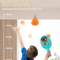 Set 2 Palete de Tenis de Masa, Flippy, pentru Copii, Design Animat, Tematica Astronauti, Accesoriu de Agatat Inclus si 4 Mingi, Albastru