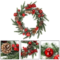 Coronita pentru Craciun, 50 cm, din brad artificial 3D, cu conuri, verde