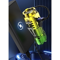 Lanterna cu 3 Nuclee Led, Vafy, Incarcare USB, Autonomie 4-20h, Raza Maxima 100-200 m, 5W, 4 x 4 x 9 cm, Suport de Agatat, Fund Magnetic, Galben/Verde