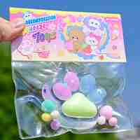 Jucarie Antistres Squishy, Flippy, cu Revenire Lenta, Labuta de Pisica Pufoasa, 7.5 cm, Ambalaj Transparent, Model 27055, Multicolor