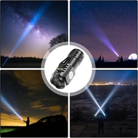 Lanterna cu 3 Nuclee Led, Vafy, Incarcare USB, Autonomie 4-20h, Raza Maxima 100-200 m, 5W, 4 x 4 x 9 cm, Suport de Agatat, Fund Magnetic, Negru