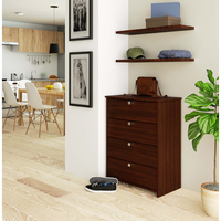 Dulap pantofi RUBIN 4 niveluri, cu usi rabatabile, PAL laminat 16 mm, 66x36x85 cm, maro wenge