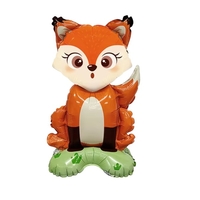 Balon din Folie Metalizata, Vafy, Mini Figurine Animalute, Model Vulpe, Tematica Aniversare, 35x61 cm, Ambalaj Individual, Pai Inclus, Umflare cu Aer sau Heliu, Multicolor