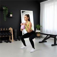 Kettlebell 8 kg, bitum cu invelis rezistent ABS, 23x24 cm, roz