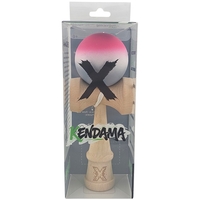 Kendama X Originala, Profesionala, Flippy, din Lemn, Rubber Grip, 18 cm, Roz/Alb/Gri