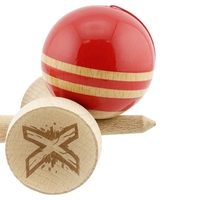 Kendama X Originala RAINBOW, Profesionala, Flippy, Cupe Mari KING SIZE V3, Super Sticky, Gaura in Baza, Rulment Metalic, din lemn 18 cm, Ata 62/65 cm, Rosu/Maro