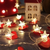 Instalatie Craciun cu baterii, 3 metri, 20 LED-uri tip Stea, fir Transparent, Alb Cald, Vafy