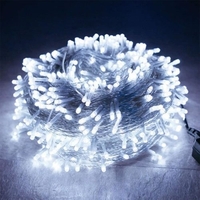 Instalatie Craciun, 120 m, Led-uri ,Franjuri, Alb rece, Flash, Alimentator, Interconectabila, Fir Transparent Cauciucat, 220v, Vafy